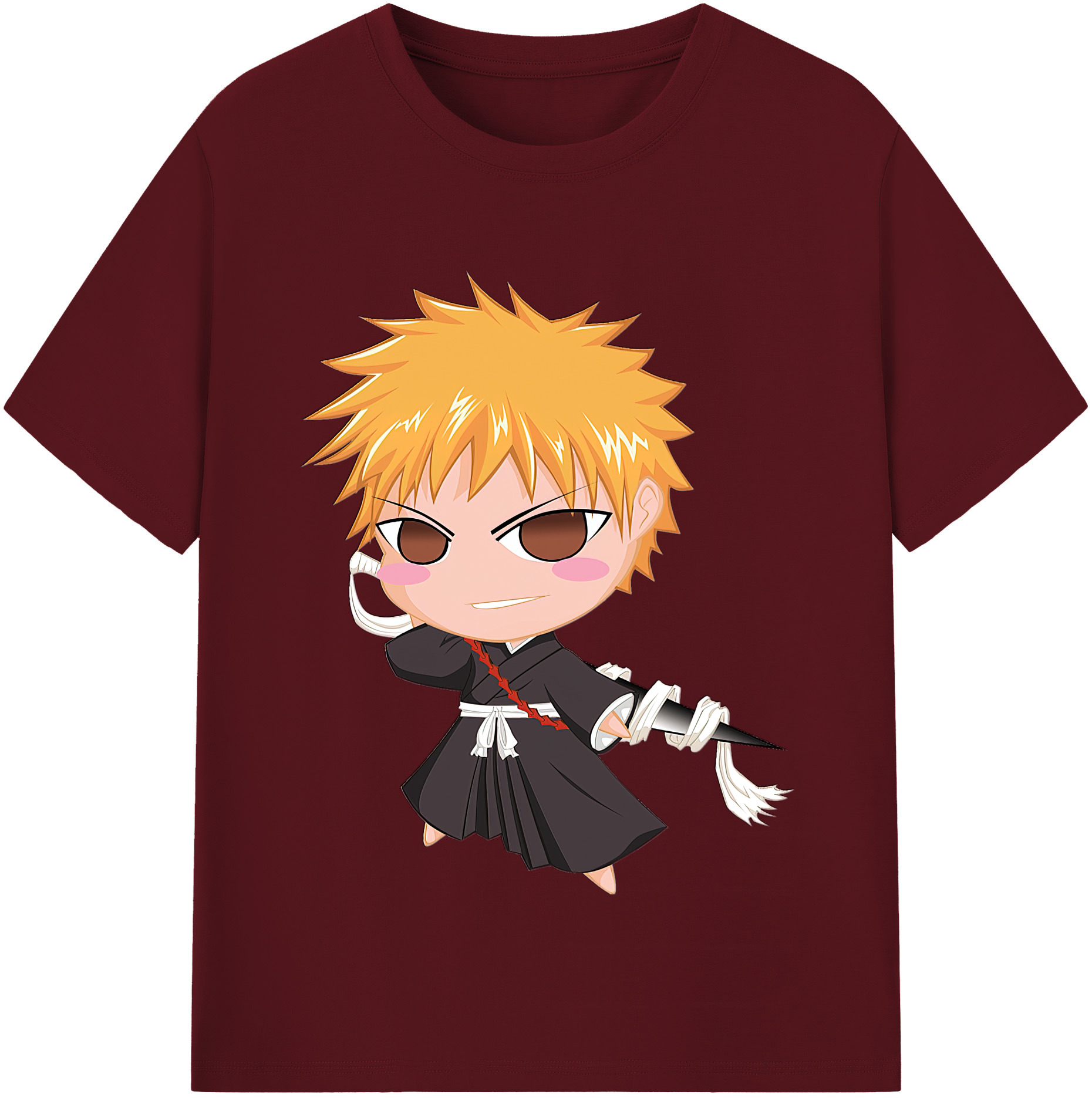 （画像用） ブリーチ 黒崎一護（くろさき いちご）BLEACH Kurosaki Ichigo 綿100％半袖Tシャツ（フロントプリント）